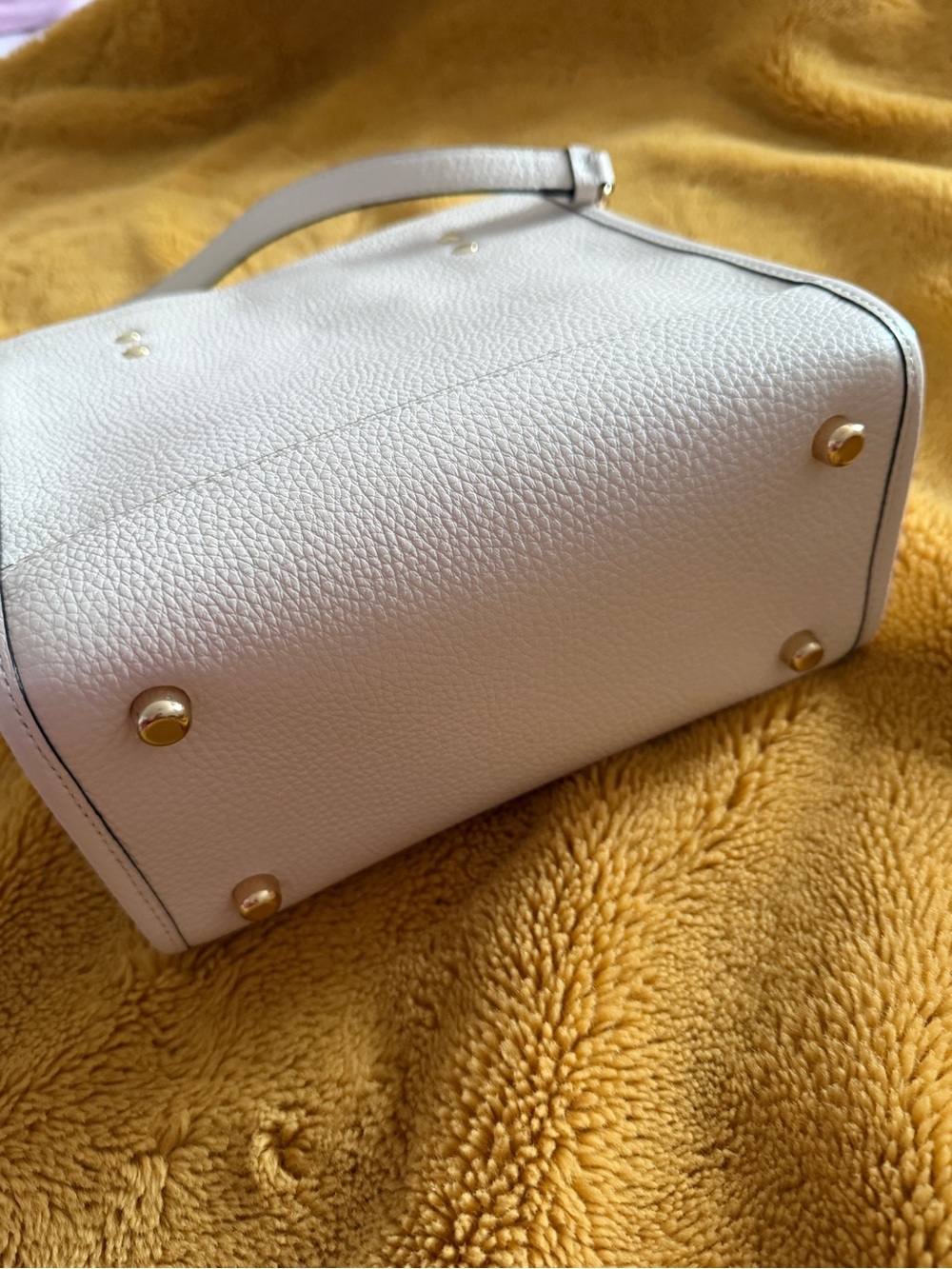 COACH White Pebbled Leather Small Satchel with Top Handles - Picture 6 of 7